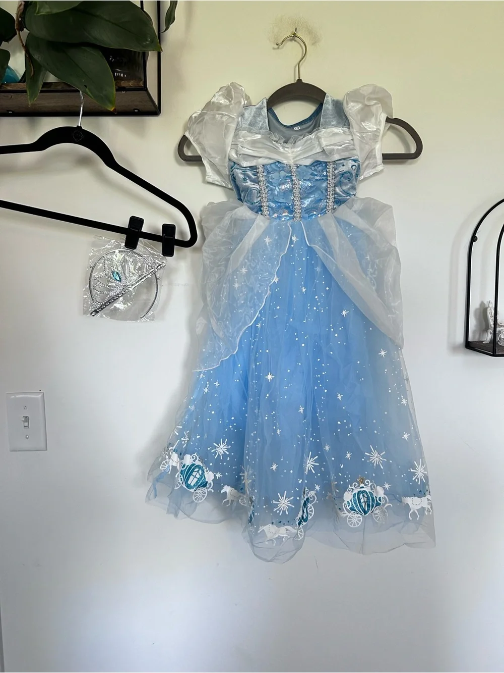 Little Kids Blue Sparkly Princess Gown Dress Halloween Dress Up Costume 120CM/6